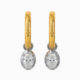 18ct Yellow Gold Solid Hoops and White Gold Oval Diamond Enhancers