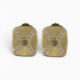 One pair of 18 karat yellow gold grain set organic panel style X shaped diamond earrings.
