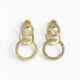 One pair of 18 karat yellow gold grain set triple angled diamond hoop earrings.