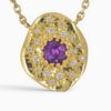 One 18 karat yellow gold star set sapphire and diamond organic pendant, and diamond style cut trace chain