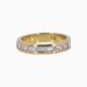 One 18 karat yellow gold channel set baguette diamond ring.