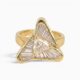 One 18 karat yellow gold channel and claw set flowing triangle diamond ring.