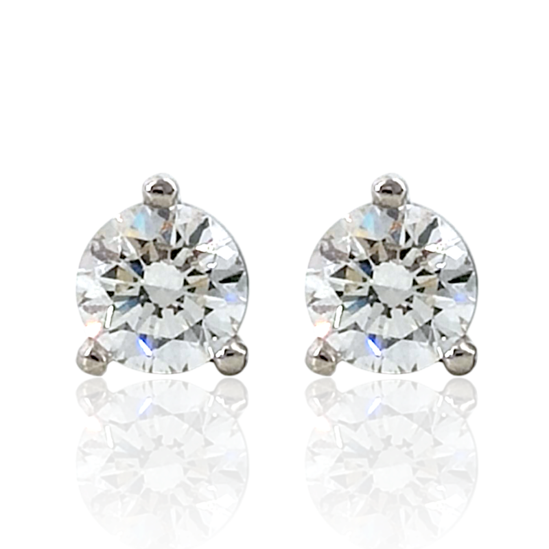 18 karat white gold solitaire diamond studs
