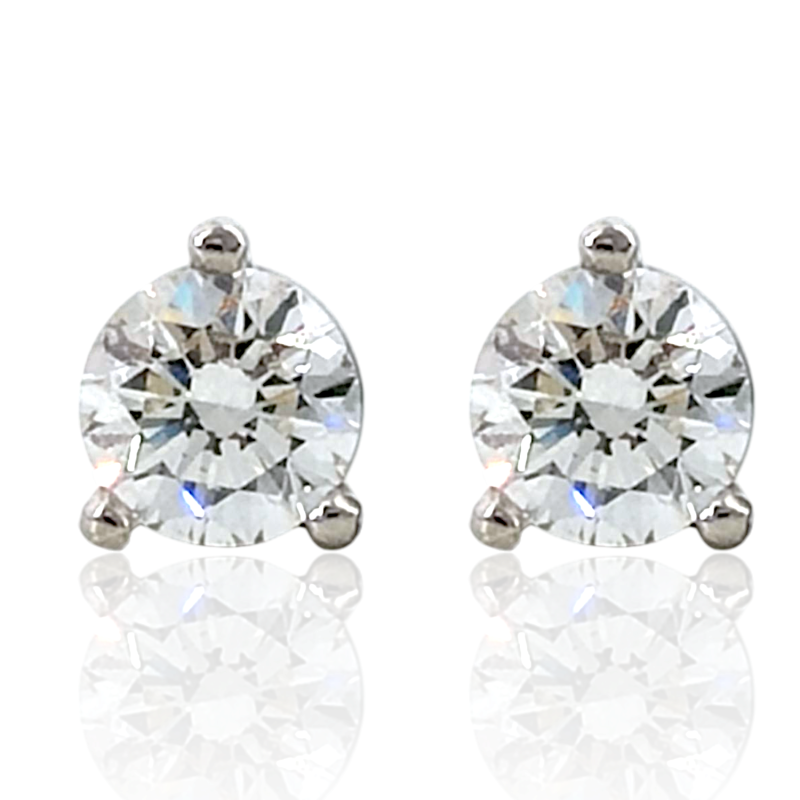 18 karat white gold 0.70ct each diamond studs