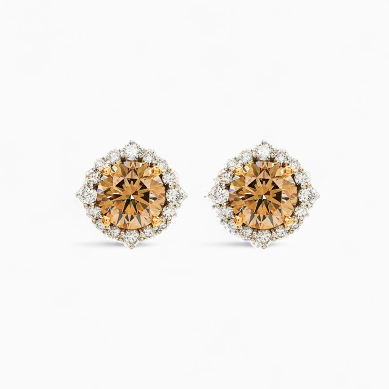 Champagne diamond cluster earrings or studs