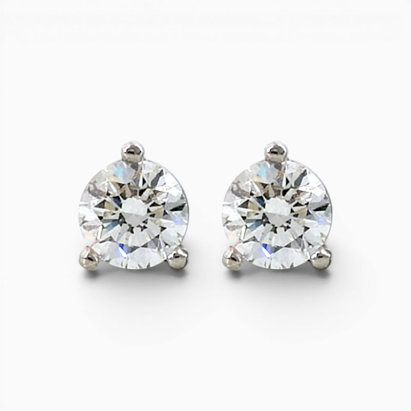 18 karat white gold 1.0ct pair of diamond studs