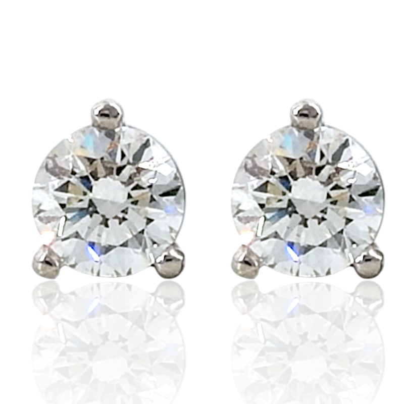 18 karat white gold 1.0ct pair of diamond studs