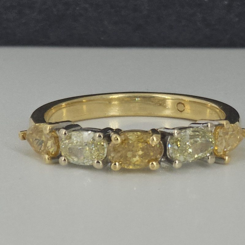 18K Yellow & White Gold Five Across Diamond Ring