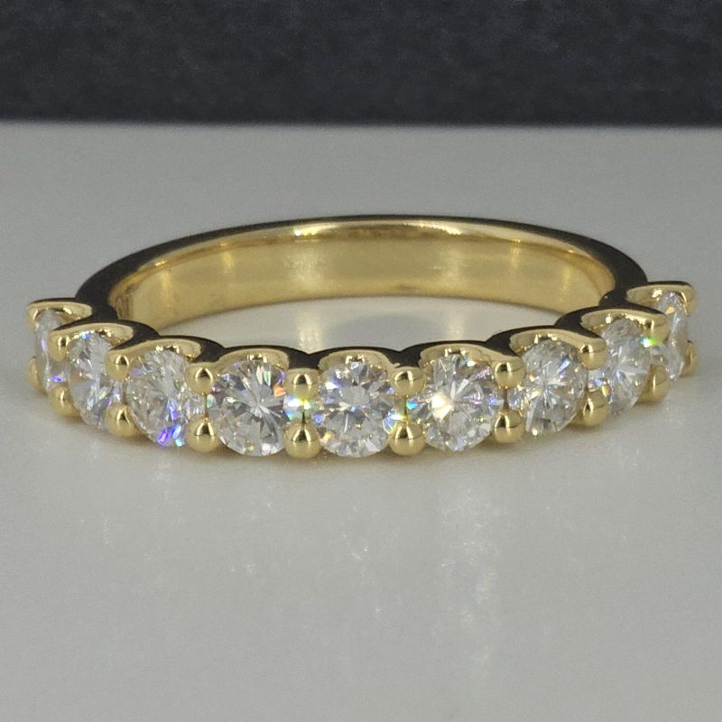 18K Yellow Gold Nine Across Diamond Ring