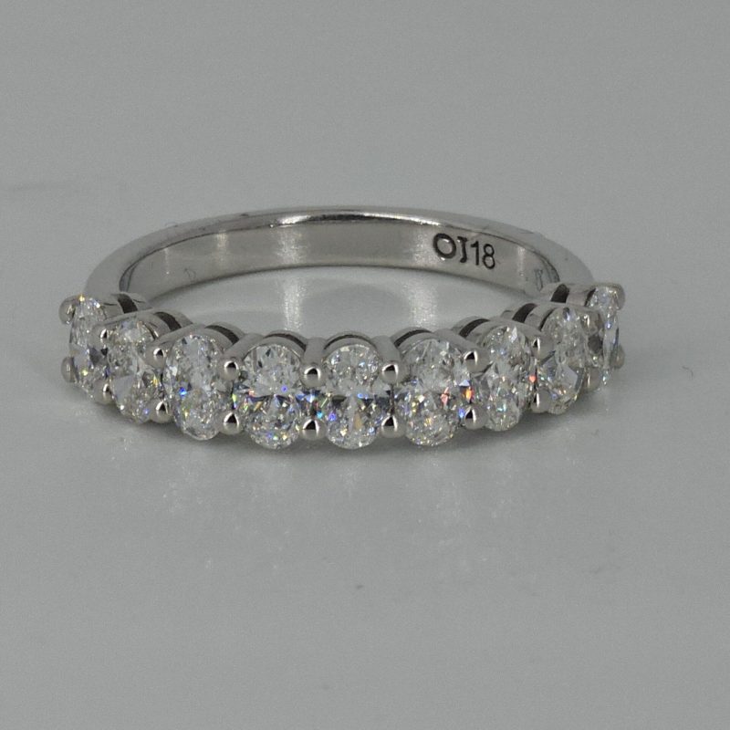 18ct White Gold Nine Across Oval Diamond Ring